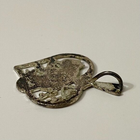 Vintage Sterling Silver I Heart Cat Pendant Tarnished - Picture 9 of 14